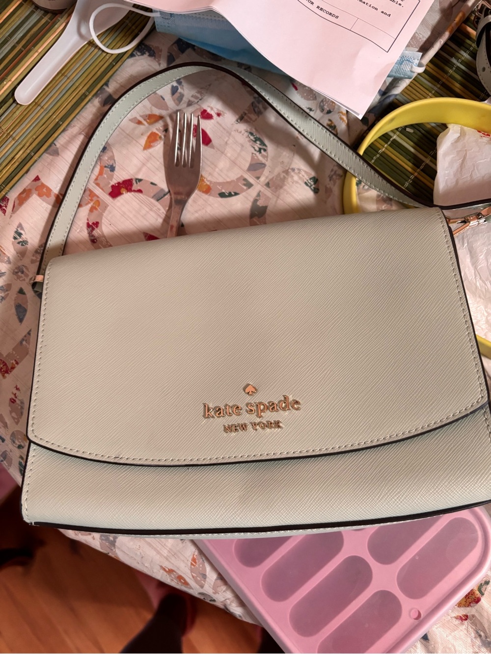 kate spade Pale Mint Saffiano Leather Crossbody Bag